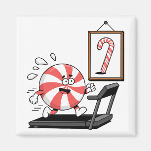 Funny Christmas Candy Cane Running Humor Jokes Magnet