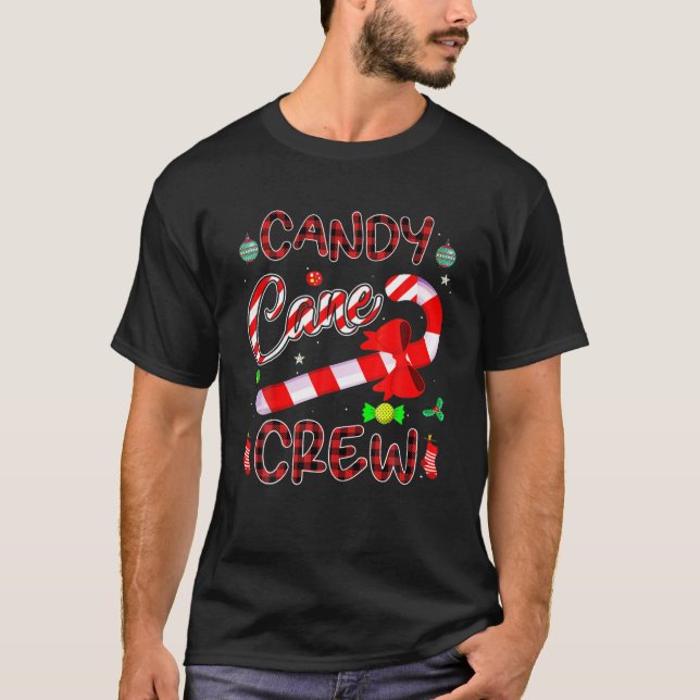 Funny Christmas Candy Lover X-Mas Candy Cane Crew T-Shirt (Front)