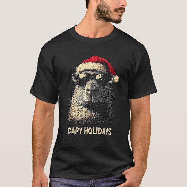 Funny Christmas Capy Holidays Kids Teens Boys Xmas T-Shirt (Front)
