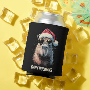 Funny Christmas Capy Holidays Xmas Capybara  Can Cooler