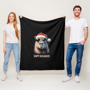 Funny Christmas Capy Holidays Xmas Capybara Fleece Blanket