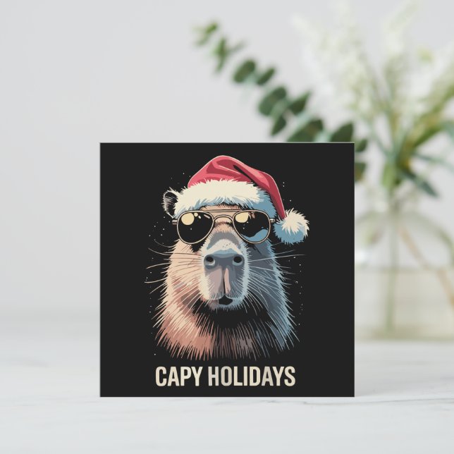 Funny Christmas Capy Holidays Xmas Capybara  Invitation (Standing Front)