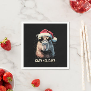 Funny Christmas Capy Holidays Xmas Capybara  Napkin