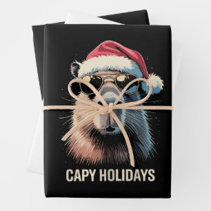 Funny Christmas Capy Holidays Xmas Capybara  Wrapping Paper Sheet