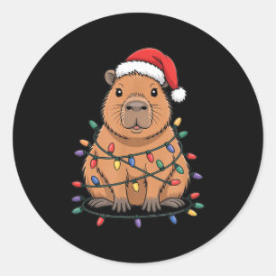 Funny Christmas Capybara Cute Cartoon Desing Classic Round Sticker
