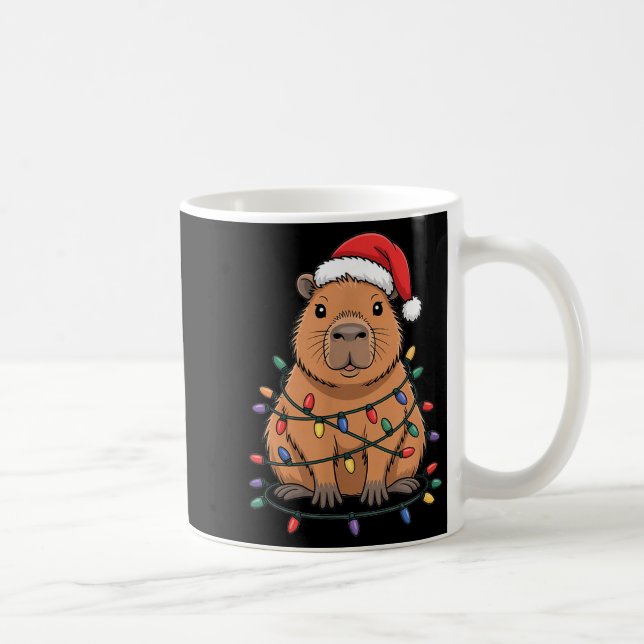 Funny Christmas Capybara Cute Cartoon Desing  Coffee Mug (Right)