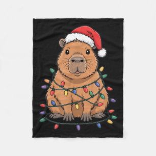 Funny Christmas Capybara Cute Cartoon Desing  Fleece Blanket