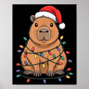 Funny Christmas Capybara Cute Cartoon Desing  Poster
