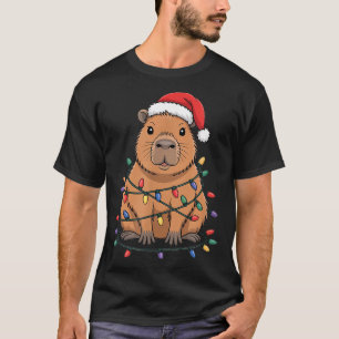 Funny Christmas Capybara Cute Cartoon Desing  T-Shirt