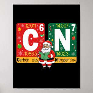 Funny Christmas Carbon Nitrogen 67 Meme Chemistry Poster
