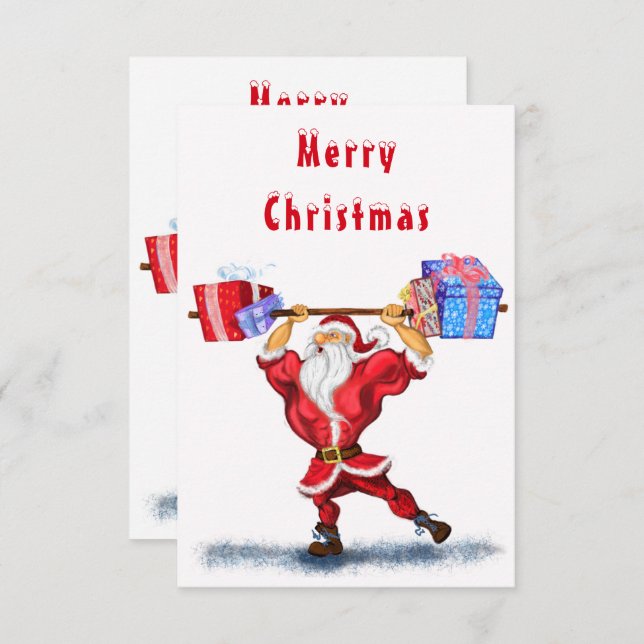 Funny Christmas Card Bodybuilder Santa Claus (Front/Back)