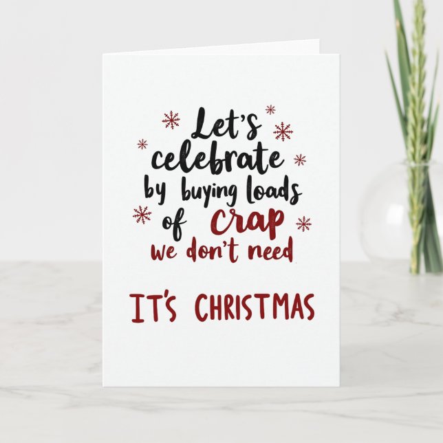 Funny Christmas Card Buying Loads of Crap (Front)