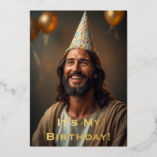 FUNNY Christmas Card Jesus Birthday - Holiday Card (Front)