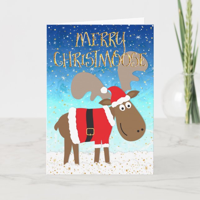 Funny Christmas Card - Merry Christmoose (Front)