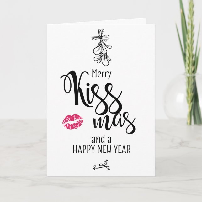 Funny Christmas Card Merry Kissmas Holiday greet (Front)