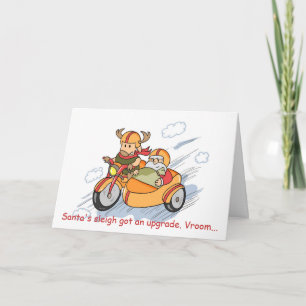 Funny Christmas Card: Santa's sleigh upgraded Holiday Card