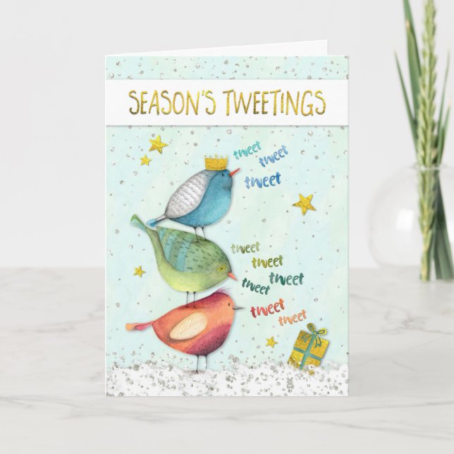 Funny Christmas Card - Seasons Tweetings (Front)