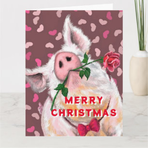 Funny Christmas Card with Gentleman Pig