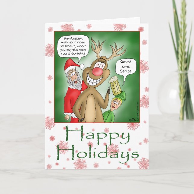 Funny Christmas Cards: Bar Hopping Holiday Card (Front)