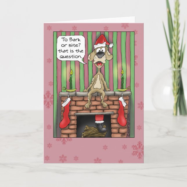 Funny Christmas Cards: Guard Dog on Duty Holiday Card (Front)
