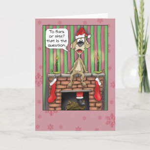 Funny Christmas Cards: Guard Dog on Duty Holiday Card