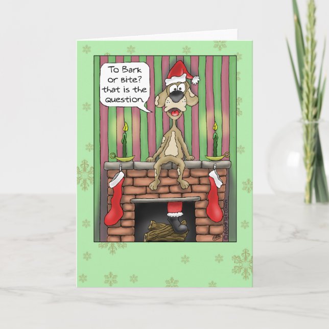 Funny Christmas Cards: Guard Dog on Duty Holiday Card (Front)