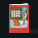 Funny Christmas Cards: North Pole Moving Holiday Card<br><div class="desc">Funny christmas geeting card with funny cartoon about the North Pole Moving.</div>