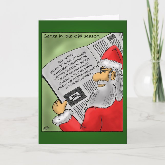 Funny Christmas Cards: Santa's off Season Holiday Card (Front)