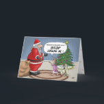 Funny Christmas Cards: Stop Judging Holiday Card<br><div class="desc">A cartoon Christmas greeting card with a cartoon of a little girl giving Santa the “What for” about his naughty and nice list. The inside of the card reads “Hoping you and yours have a very Merry Christmas.</div>
