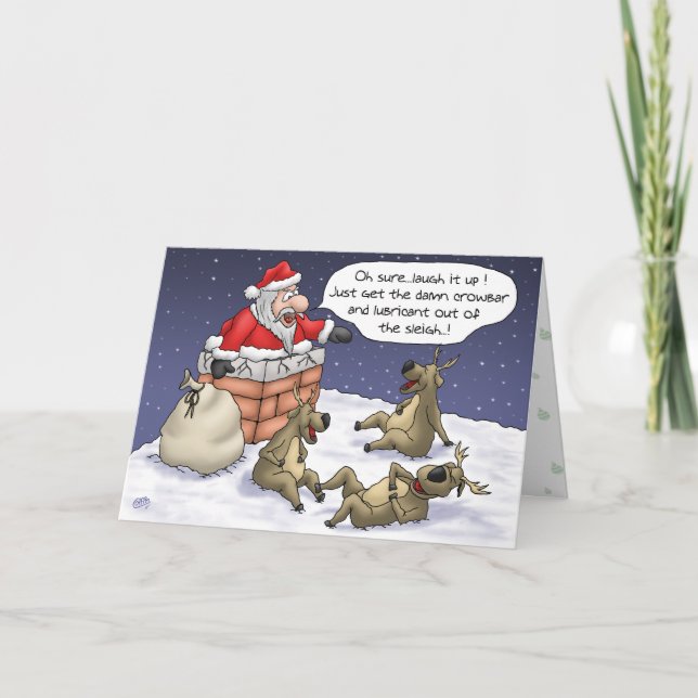 Funny Christmas Cards: Stuck Holiday Card (Front)