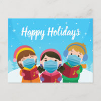 Funny Christmas Carolers in Face Masks Cute