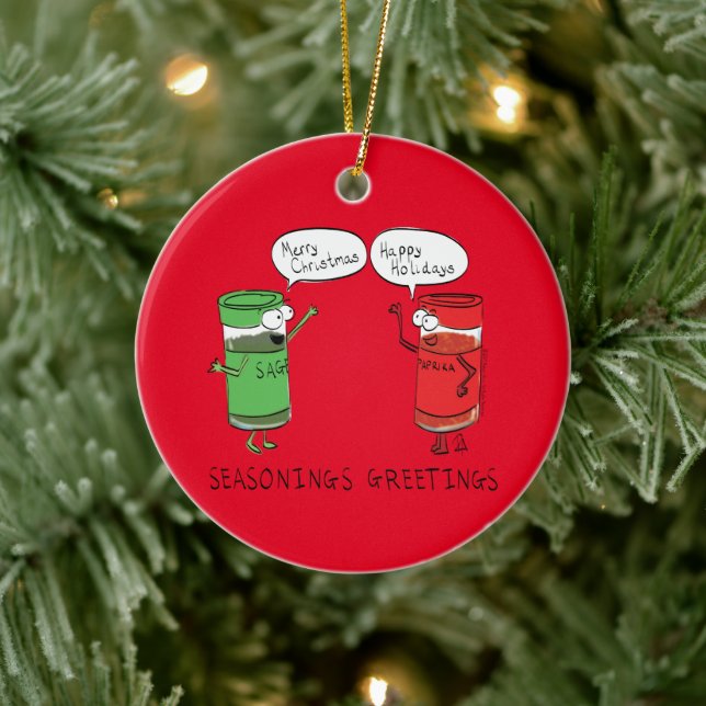 Funny Christmas Cartoon Cooking Spices Ceramic Tree Decoration (Tree)