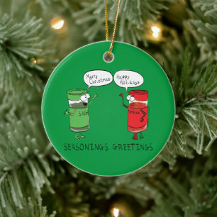 Funny Christmas Cartoon Cooking Spices Ceramic Tree Decoration