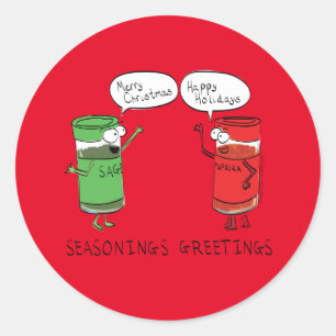 Funny Christmas Cartoon Cooking Spices Classic Round Sticker