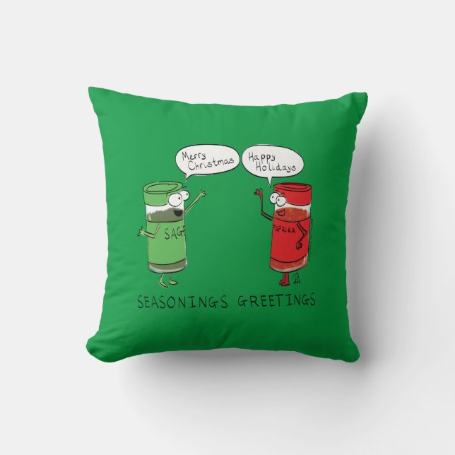 Funny Christmas Cartoon Cooking Spices Cushion (Front)