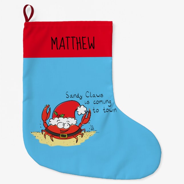 Funny Christmas Cartoon Cooking Spices Large Christmas Stocking (Front)