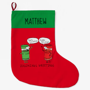 Funny Christmas Cartoon Cooking Spices Large Christmas Stocking