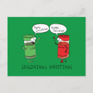 Funny Christmas Cartoon Cooking Spices Postcard