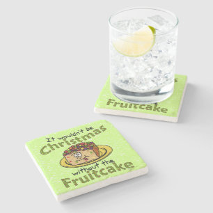 Funny Christmas Cartoon Fruitcake Stone Coaster