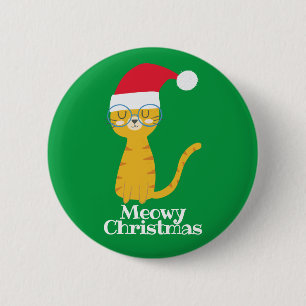 Funny Christmas Cat 6 Cm Round Badge