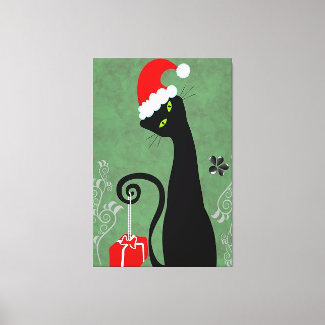 Funny Christmas Cat Canvas Print (Front)