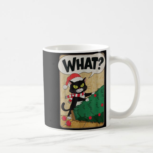 Funny Christmas Cat Christmas Tree Meowy Christmas Coffee Mug (Right)
