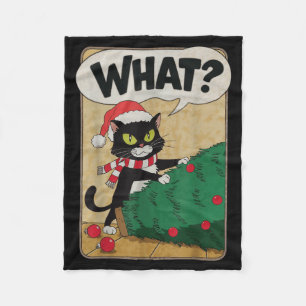 Funny Christmas Cat Christmas Tree Meowy Christmas Fleece Blanket
