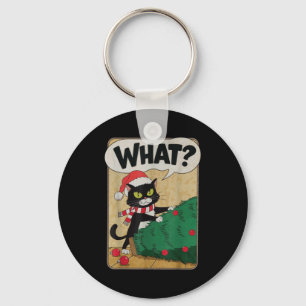 Funny Christmas Cat Christmas Tree Meowy Christmas Key Ring