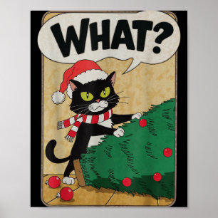 Funny Christmas Cat Christmas Tree Meowy Christmas Poster
