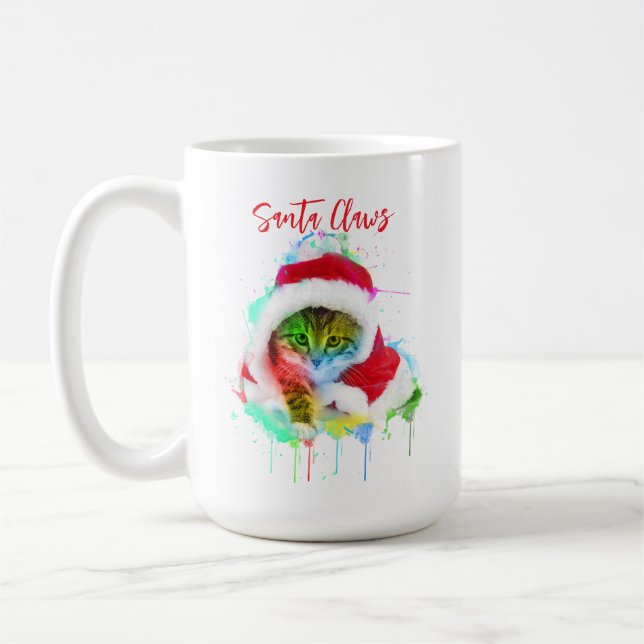 Funny Christmas Cat Coffee Mug (Left)