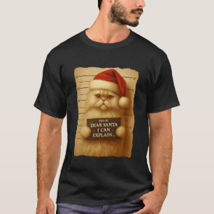 Funny Christmas Cat- Cute Persian Santa Hat T-Shirt