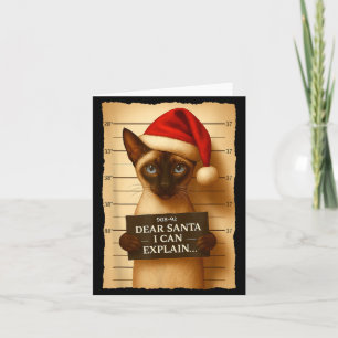 Funny Christmas Cat- Cute Siamese Santa Hat Tee  Card