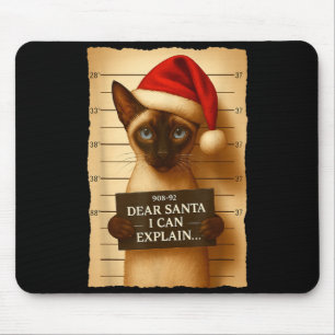 Funny Christmas Cat- Cute Siamese Santa Hat Tee  Mouse Mat