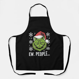 Funny Christmas Cat Ew People Meowy Cat Lovers  Apron